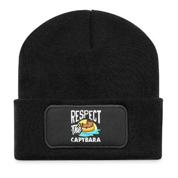 Respect for the Capybaras Cute Funny Animal - Recycled Patch Beanie - black - Front