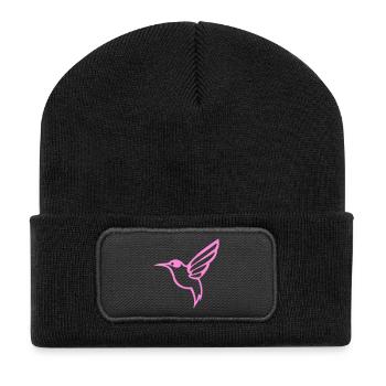 Kolibri Vogel - Recycelte Patch Beanie - Schwarz - Vorne