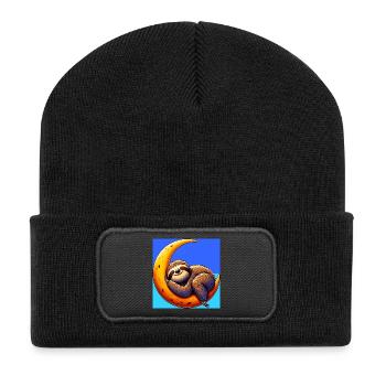 La paresse dort sur la Lune - Beanie recyclé à patch - noir - Devant