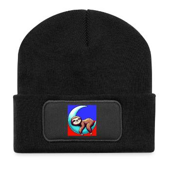 La paresse dort sur la Lune - Beanie recyclé à patch - noir - Devant