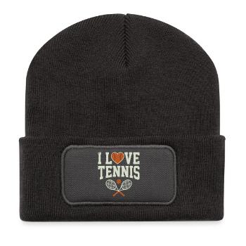 Tennis shirt, I Love Tennis Hoodie, Shorts - Recycelte Patch Beanie - Dunkelgrau - Vorne