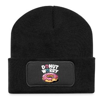 Donut Worry Donut Doux Drôle Drôle - Beanie recyclé à patch - noir - Devant