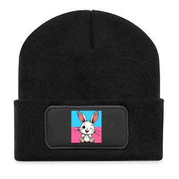 Kaninchen - Recycelte Patch Beanie - Schwarz - Vorne
