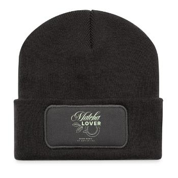 Design du thé Matcha Lover - Beanie recyclé à patch - charbon - Devant