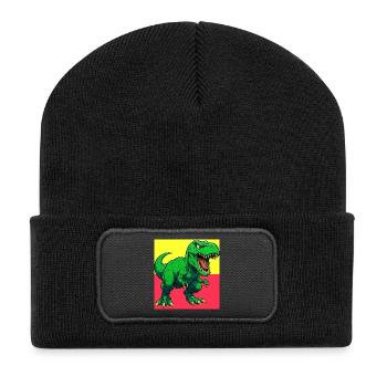 Dinosaurier - Recycelte Patch Beanie - Schwarz - Vorne