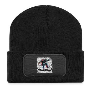 Parkour - Recycelte Patch Beanie - Schwarz - Vorne