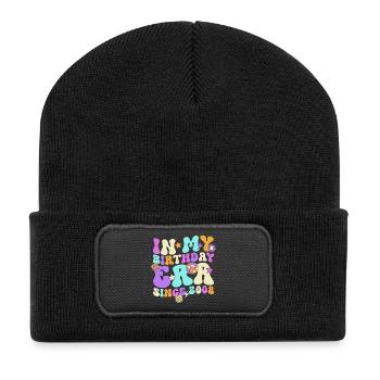 18th Birthday 2008 Vintage Retro Gift - Recycled Patch Beanie - black - Front