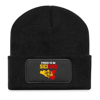 Stolz Sicilianer – Sizilien Farbblock - Recycelte Patch Beanie - Schwarz - Vorne