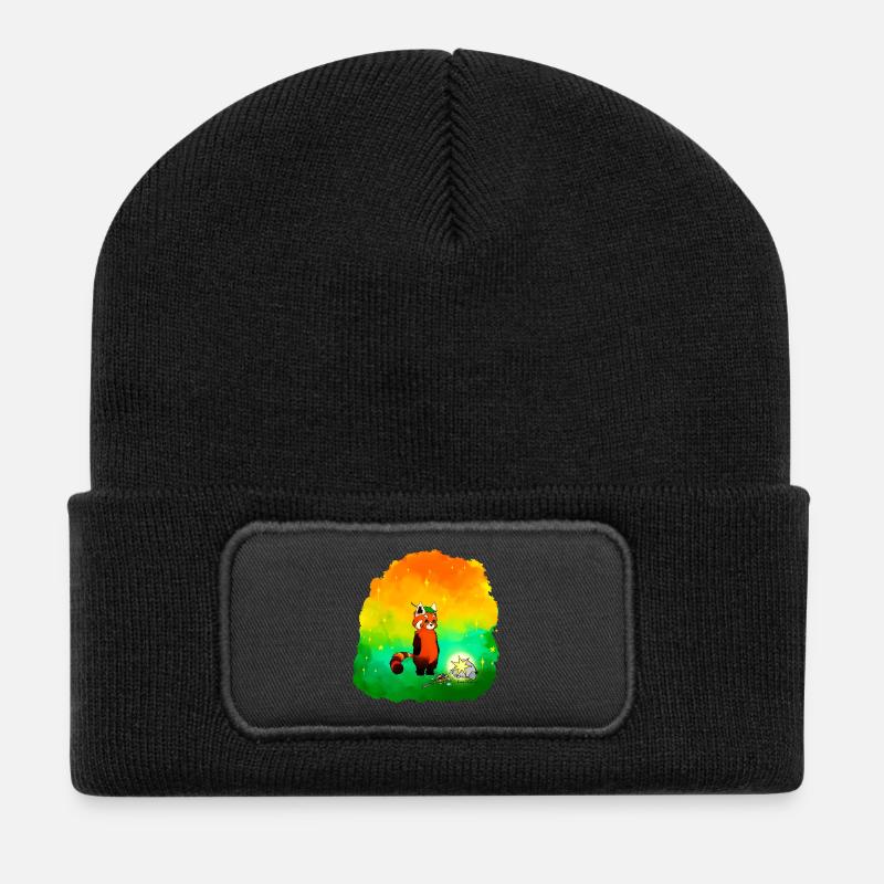 Star Seeker Red Panda - Recycled Patch Beanie - black