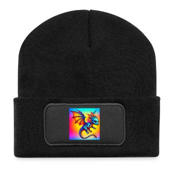Drache - Recycelte Patch Beanie - Schwarz - Vorne