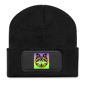 Wolf - Recycelte Patch Beanie - Schwarz - Vorne