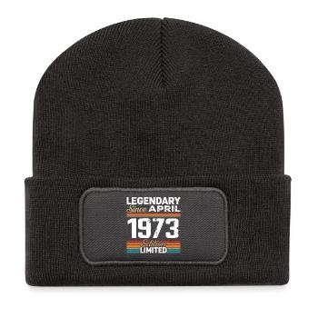 April 1973 Retro April 1973 Geburtstagsgeschenk - Recycelte Patch Beanie - Dunkelgrau - Vorne