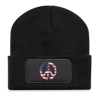 Peace USA Flag - Recycled Patch Beanie - black - Front