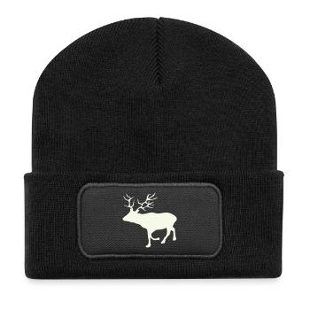 Cerf, chevreuil, cerf - Beanie recyclé à patch - noir - Devant