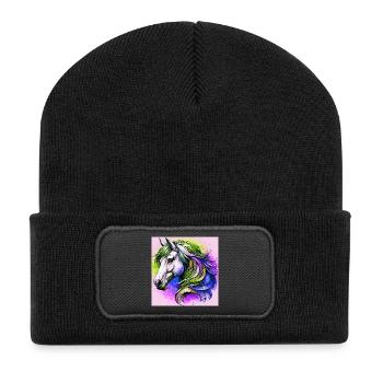 Pferd - Recycelte Patch Beanie - Schwarz - Vorne