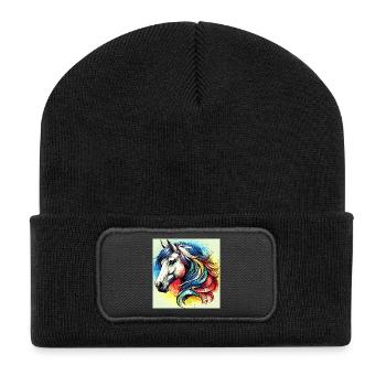 horse - Recycled Patch Beanie - black - Front