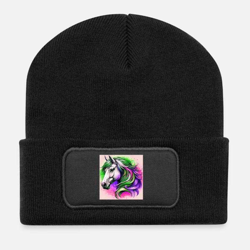 cheval - Beanie recyclé à patch - noir