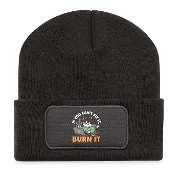 Burn It – Lustiger Spruch für Programmierer - Recycelte Patch Beanie - Dunkelgrau - Vorne