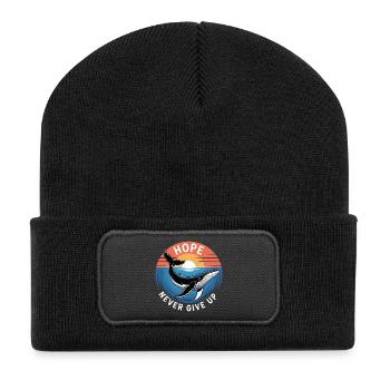 Hope/ Timmy der Wal in der Ostsee - Recycelte Patch Beanie - Schwarz - Vorne