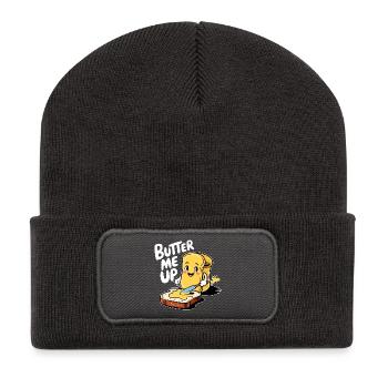 Butter Me Up Cartoon Toast Funny - Recycled Patch Beanie - dark grey - Front