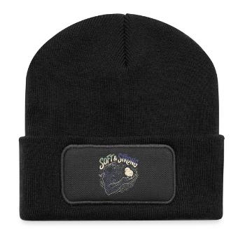 Hommes doux et forts - Beanie recyclé à patch - noir - Devant
