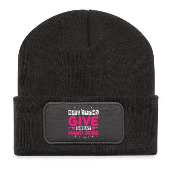 Nageldesigner Nageldesignerin Kosmetik Nagelstudio - Recycelte Patch Beanie - Dunkelgrau - Vorne
