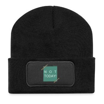 NOT TODAY! Leoparden Akzent - Recycelte Patch Beanie - Schwarz - Vorne