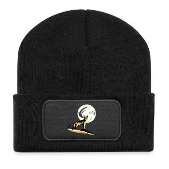 Chacal au clair de lune - Beanie recyclé à patch - noir - Devant