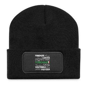 Toskana Retro Schriftzug Italy Urlaub Souvenir - Recycelte Patch Beanie - Schwarz - Vorne