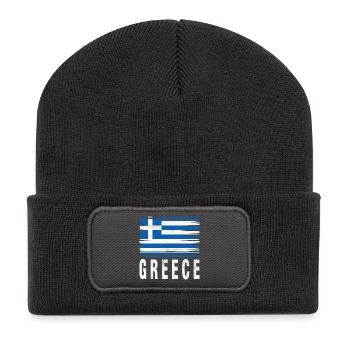 Pinselstrich Flagge Griechenland - Recycelte Patch Beanie - Dunkelgrau - Vorne