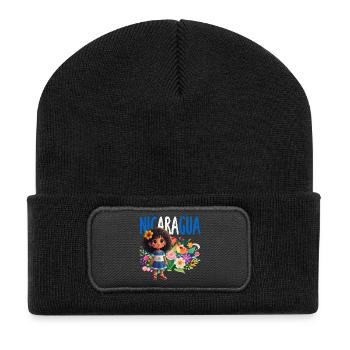 Nicaragua Flagge Stolz & Heimat - Recycelte Patch Beanie - Schwarz - Vorne