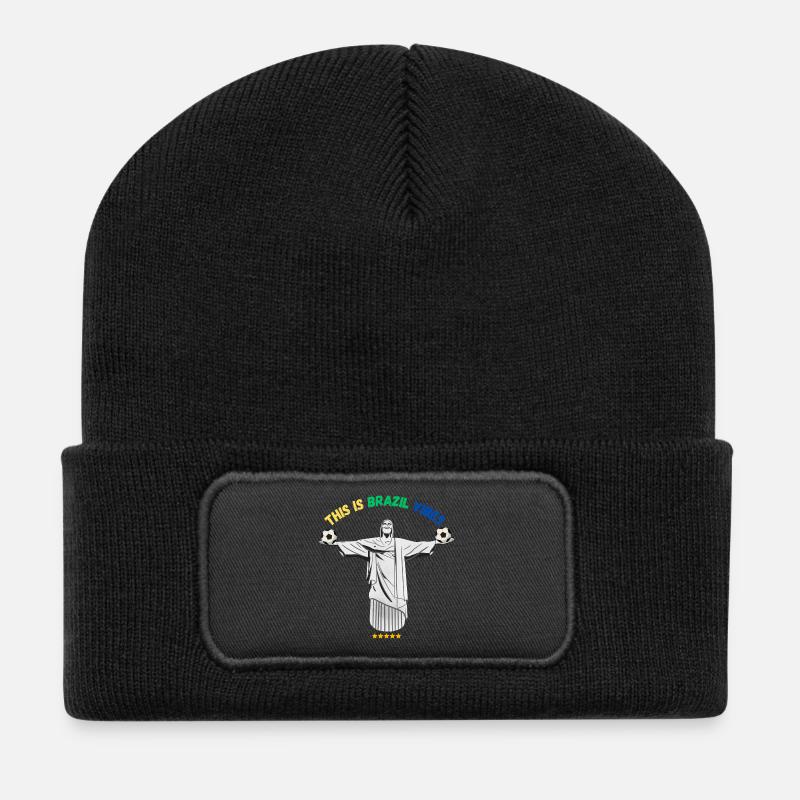 Brazil Football Vibes – Stil-Unterstützer - Recycelte Patch Beanie - Schwarz