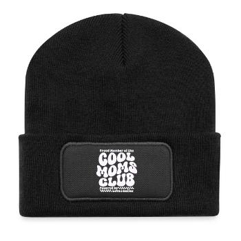 Mama Geschenk Muttertag - Cool Moms Club - Recycelte Patch Beanie - Schwarz - Vorne