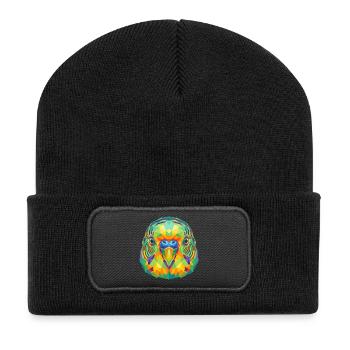 Pop Art géométrique coloré de perruches ondulées - Beanie recyclé à patch - noir - Devant