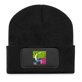 FESTGEFAHREN! 100 Schild gerissen - Recycelte Patch Beanie - Schwarz - Vorne