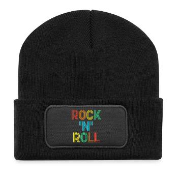 Rock'N'Roll Multicolored Retro Neon Text - Recycled Patch Beanie - black - Front