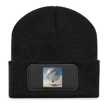 Boxer in front of the orbital spiral - Recycled Patch Beanie - black - Front