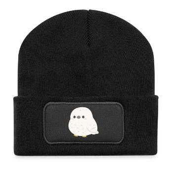 Snowy Owl Cozy Charm - Recycled Patch Beanie - black - Front