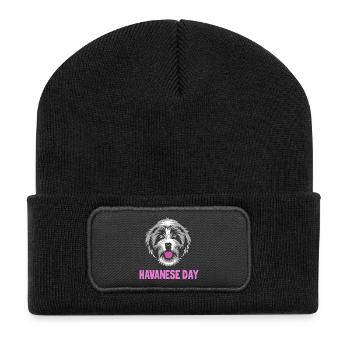 Chien bichon havanais - Beanie recyclé à patch - noir - Devant