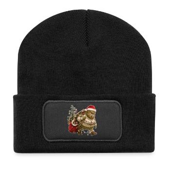 Kakapo carries Christmas alone - Recycled Patch Beanie - black - Front