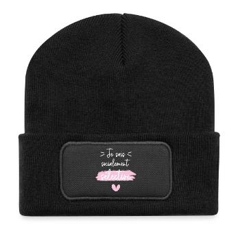 Je suis socialement sélective - Beanie recyclé à patch - noir - Devant