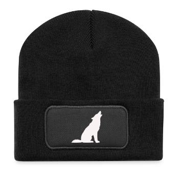 wolf- - Recycelte Patch Beanie - Schwarz - Vorne