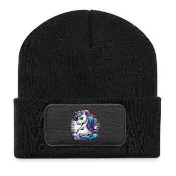 Einhorn Einhörner Einhornfan Einhornliebhaber - Recycelte Patch Beanie - Schwarz - Vorne