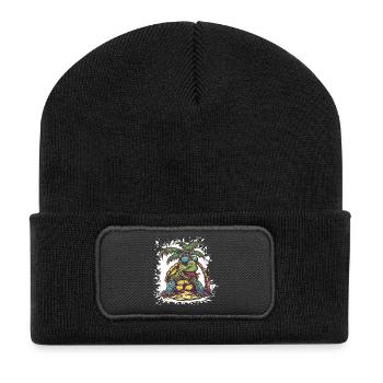 Turtle Summer Comic - Recycled Patch Beanie - black - Front