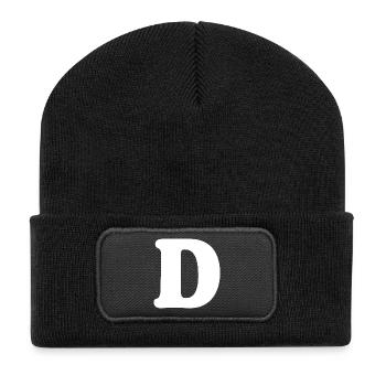 Impression de style grand D | Point D | D Logo - Beanie recyclé à patch - noir - Devant