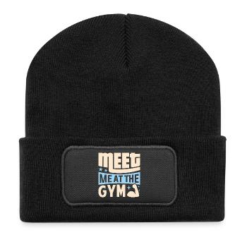 Meat Me at the Gym Fitness - jeu de mots - Beanie recyclé à patch - noir - Devant