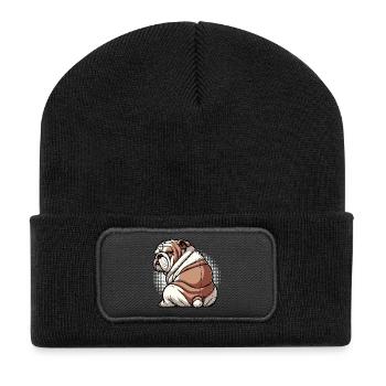 Englische Bulldogge Bully  Bullybesitzer Bullyfan - Recycelte Patch Beanie - Schwarz - Vorne