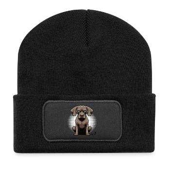 Weimaraner Weimaranerbesitzer Weimaranerliebhaber - Recycelte Patch Beanie - Schwarz - Vorne
