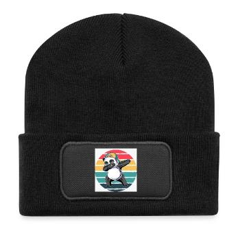 Retro-Panda - Recycelte Patch Beanie - Schwarz - Vorne