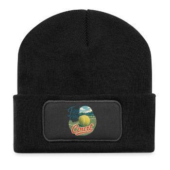 Find Me on the Court Retro Tennis - Recycelte Patch Beanie - Schwarz - Vorne